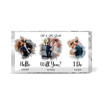 From Hello Till I Do - Personalized Husband And Wife Custom Shaped Acrylic Plaque