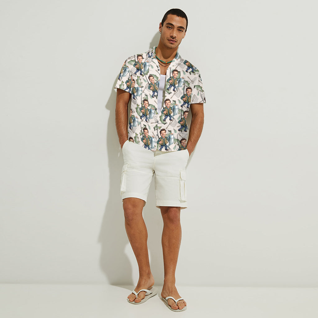 Photo Inserted Funny Fishing - Personalized Fishing Hawaiian Shirt
