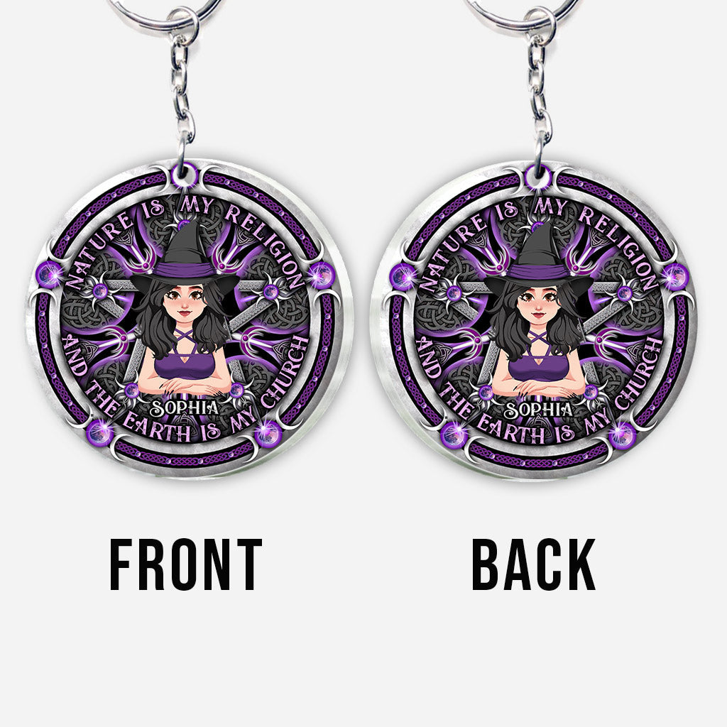 Nature Is My Religion - Personalized Witch Keychain