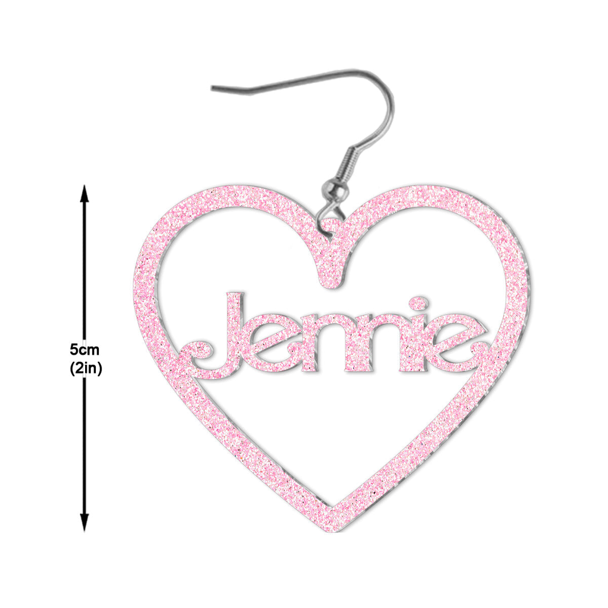 Pink Glitter Custom Name - Personalized Earrings
