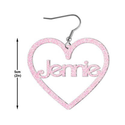 Pink Glitter Custom Name - Personalized Earrings