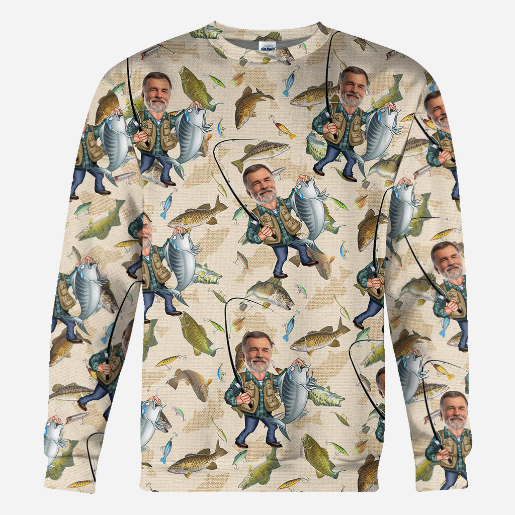 Photo Inserted Funny Fishing - Personalized Fishing All Over Shirt