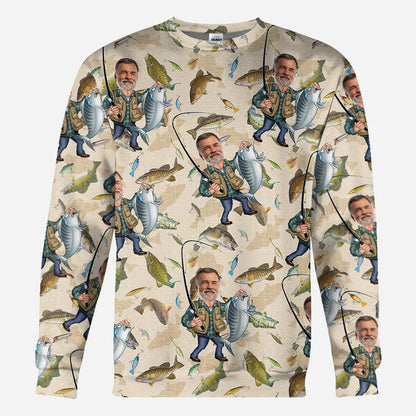 Photo Inserted Funny Fishing - Personalized Fishing All Over Shirt