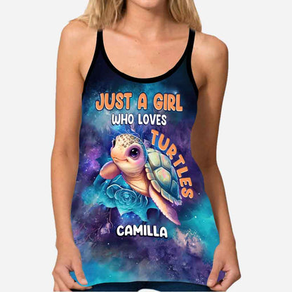 Cute Sea Turtle - Personalized Turtle Cross Tank Top