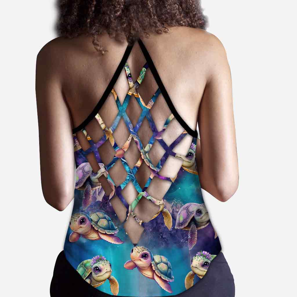 Cute Sea Turtle - Personalized Turtle Cross Tank Top