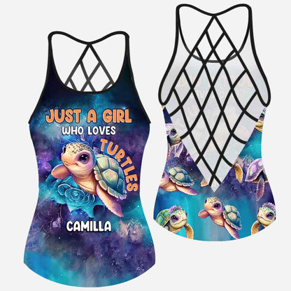 Cute Sea Turtle - Personalized Turtle Cross Tank Top