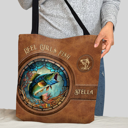 Reel Girls Fish Bass Fishing - Personalized Fishing Tote Bag