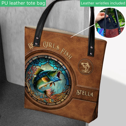 Reel Girls Fish Bass Fishing - Personalized Fishing Tote Bag