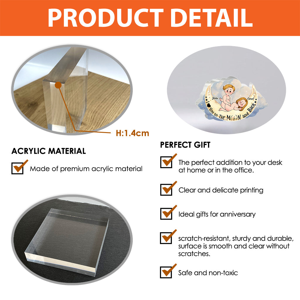 Love You To The Moon And Back - Personalized Couple Custom Shaped Acrylic Plaque