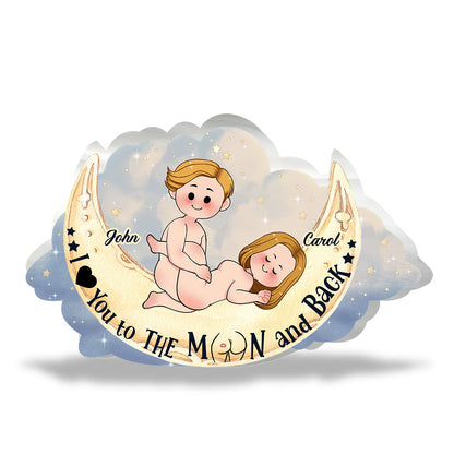 Love You To The Moon And Back - Personalized Couple Custom Shaped Acrylic Plaque