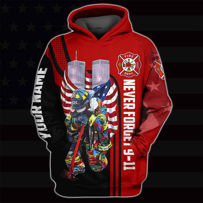 Never Forget - Firefighter Personalized All Over T-shirt and Hoodie