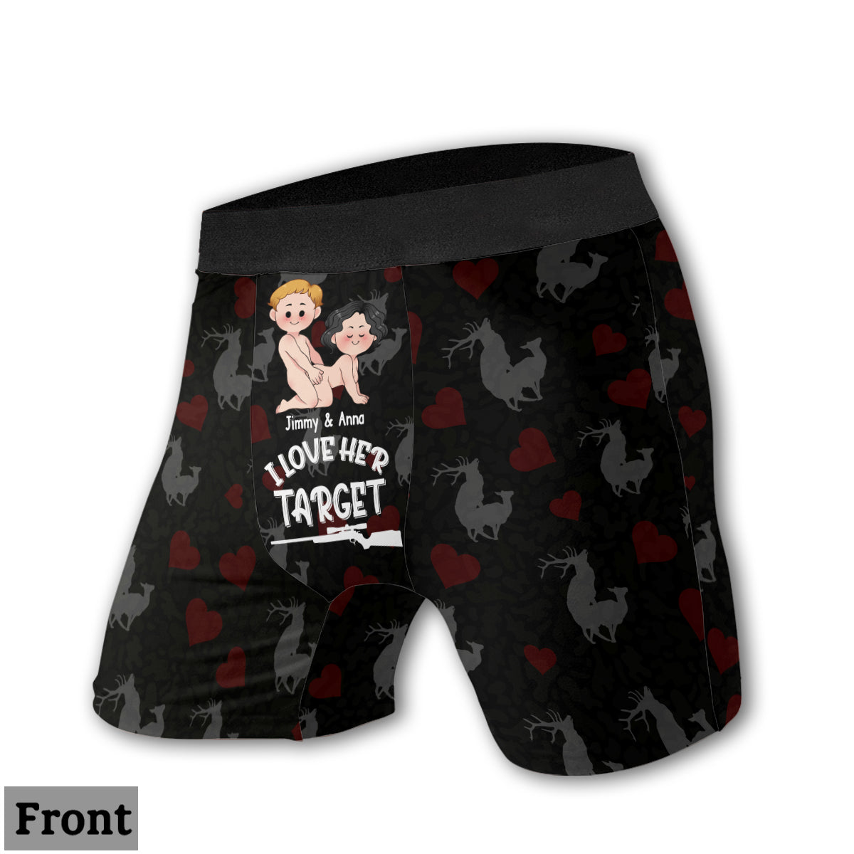 I Love Her Target I Love His Gun - Personalized Hunting Women Briefs & Men Boxer Briefs