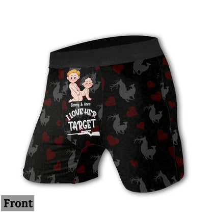 I Love Her Target I Love His Gun - Personalized Hunting Women Briefs & Men Boxer Briefs