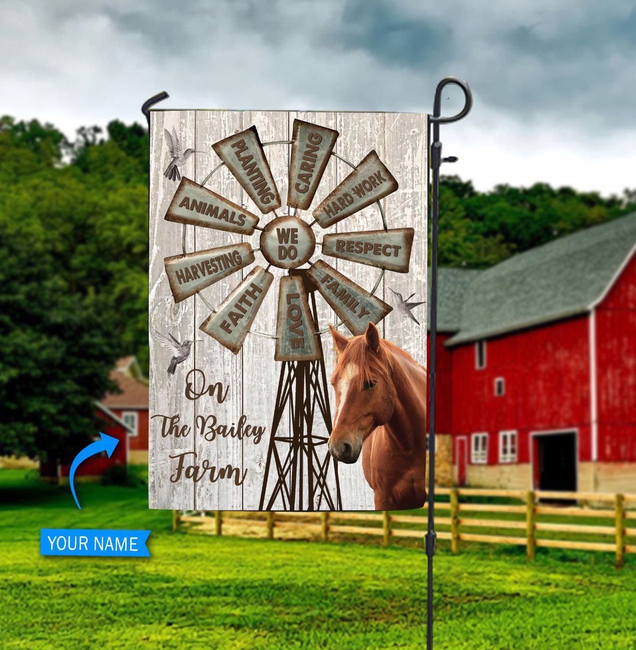 Horse On The Farm We Do Personalized Horse Garden Flag 0523