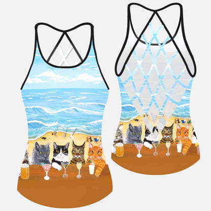 Summer On The Beach - Cat Cross Tank Top