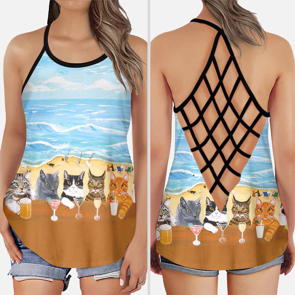 Summer On The Beach - Cat Cross Tank Top