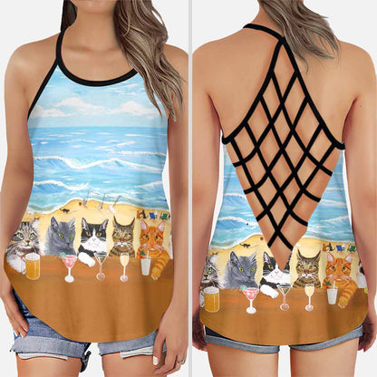 Summer On The Beach - Cat Cross Tank Top