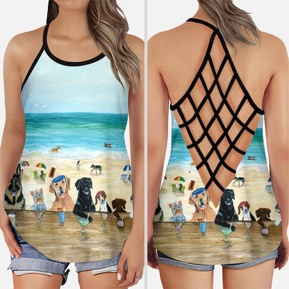 Summer On The Beach - Dog Cross Tank Top