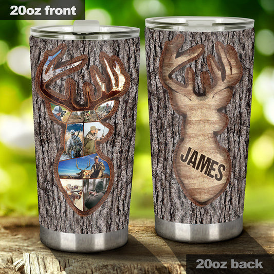 Love Hunting Tree Carving - Personalized Hunting Tumbler
