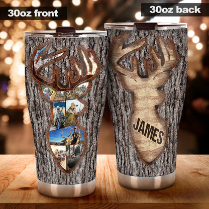 Love Hunting Tree Carving - Personalized Hunting Tumbler