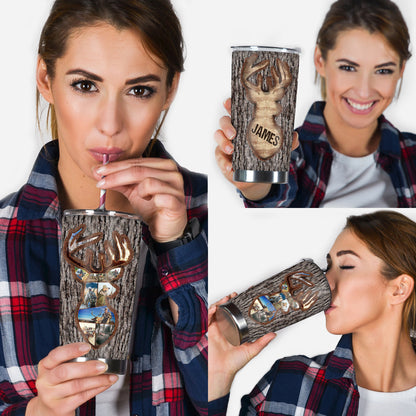 Love Hunting Tree Carving - Personalized Hunting Tumbler
