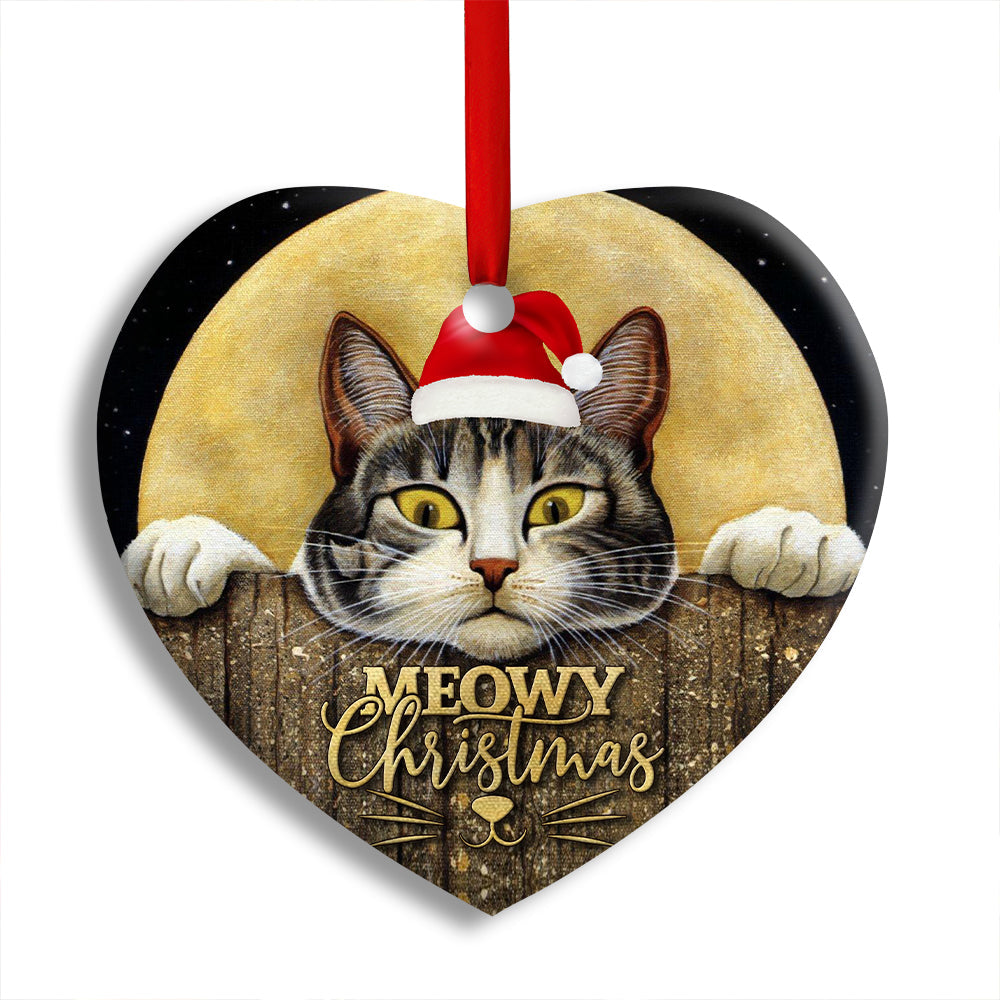 Peaking Cat Meowy Christmas - Cat Ornament (Printed On Both Sides) 1022