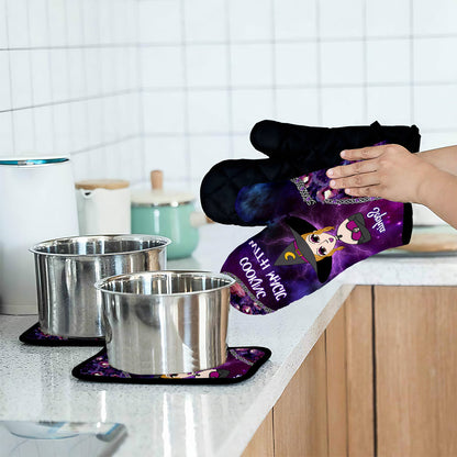 Cooking With Magic - Personalized Witch Oven Mitts & Pot Holder Set
