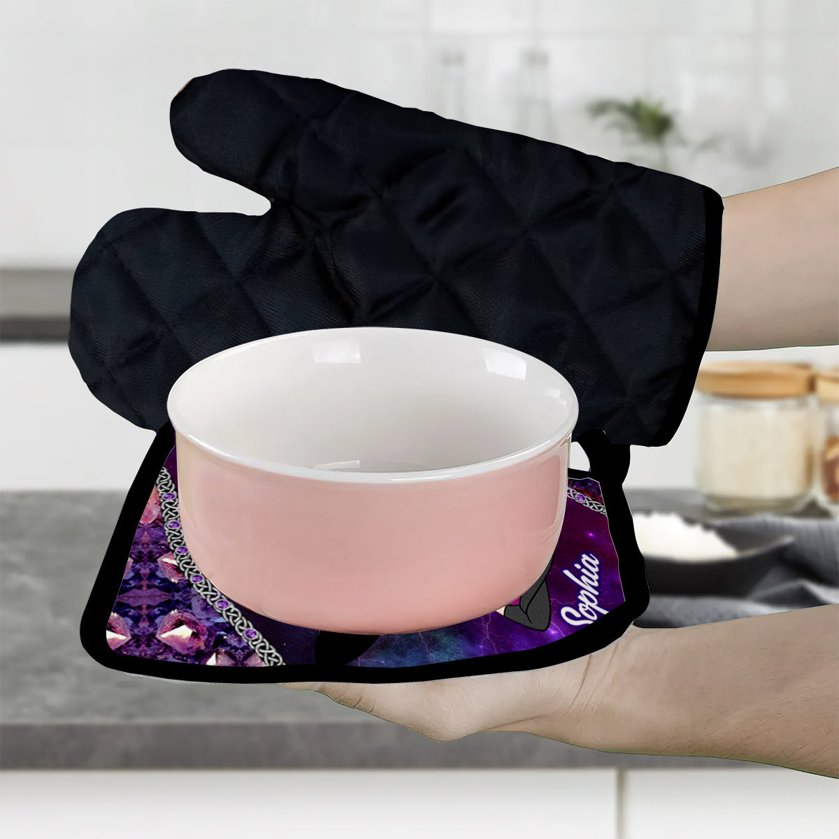 Cooking With Magic - Personalized Witch Oven Mitts & Pot Holder Set