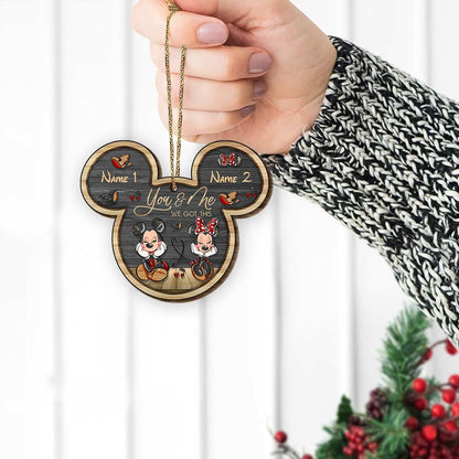 To My Love Mouse Ears Couple - Personalized Christmas Wooden Card Pop Out Ornament
