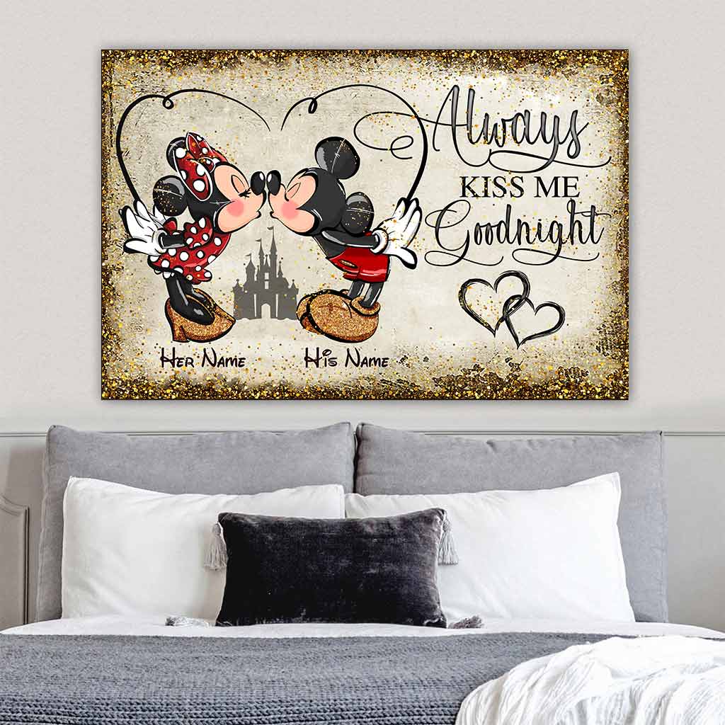 Always Kiss Me Goodnight - Personalized Couple Mouse Poster