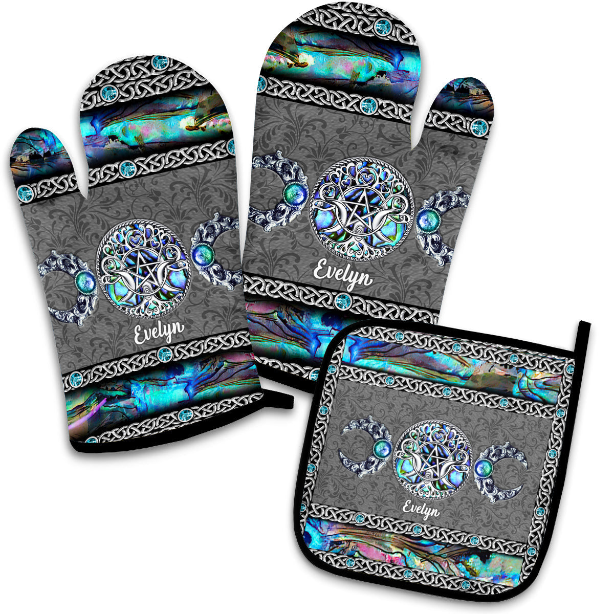 Seek Magic Everyday - Personalized Witch Oven Mitts & Pot Holder Set