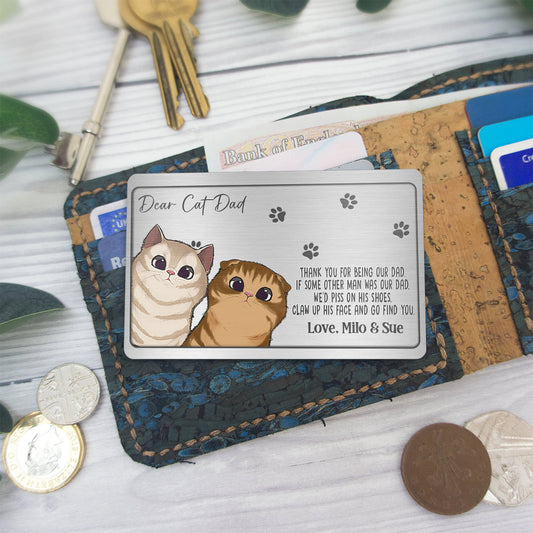 Thank You For Being Our Dad - Personalized Cat Wallet Insert Card