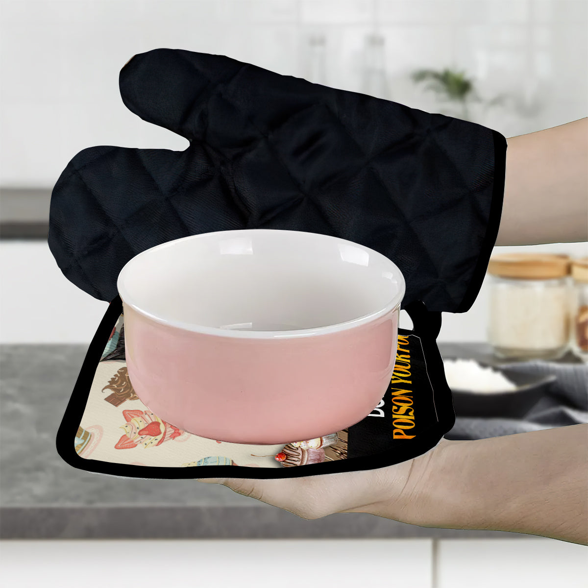 Don't Make Me Poison Your Food - Personalized Baking Oven Mitts & Pot Holder Set