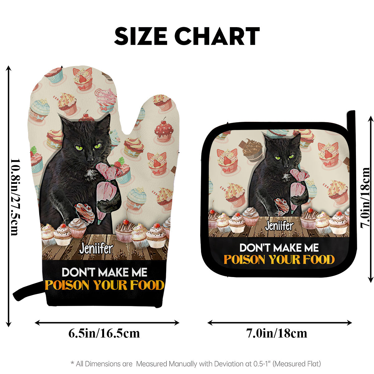 Don't Make Me Poison Your Food - Personalized Baking Oven Mitts & Pot Holder Set