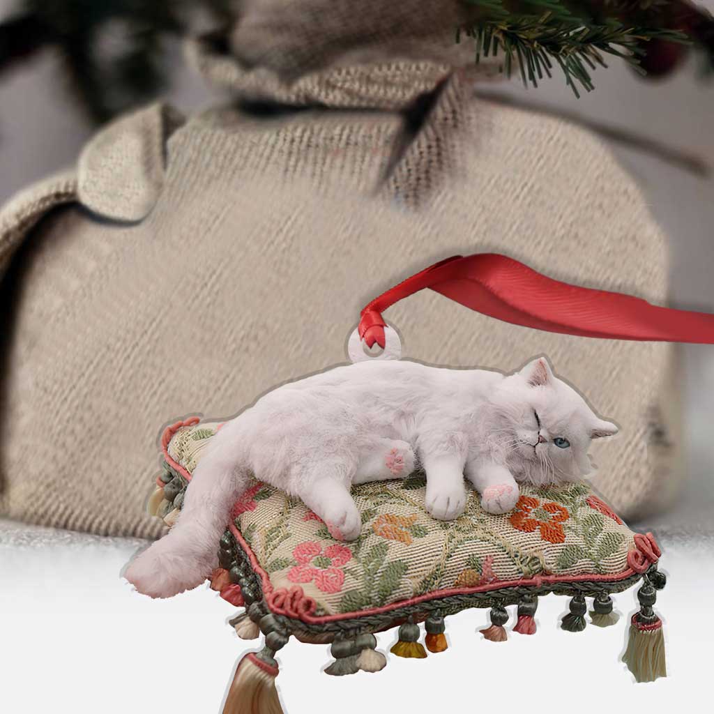 Happy Kitty - Christmas Cat Ornament (Printed On Both Sides)
