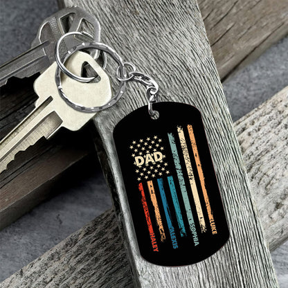 Stars And Stripes - Personalized Independence Day Father Stainless Steel Keychain