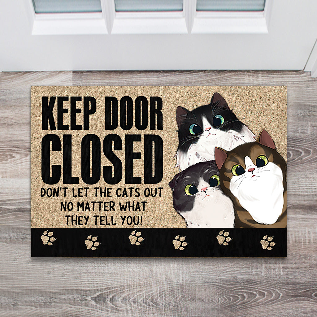 Keep Door Closed - Personalized Cat Doormat