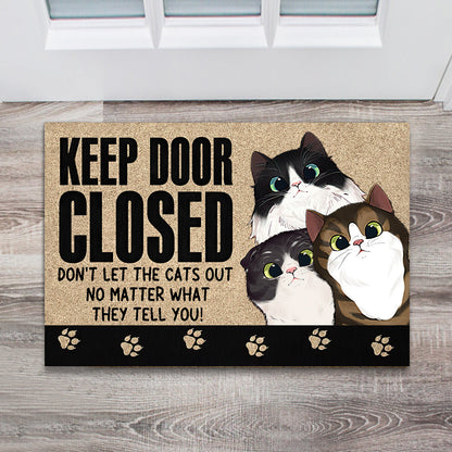 Keep Door Closed - Personalized Cat Doormat