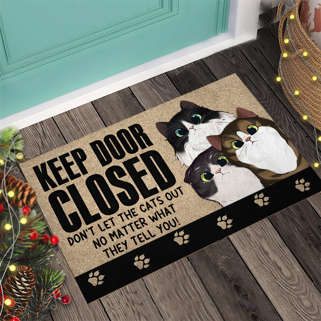 Keep Door Closed - Personalized Cat Doormat