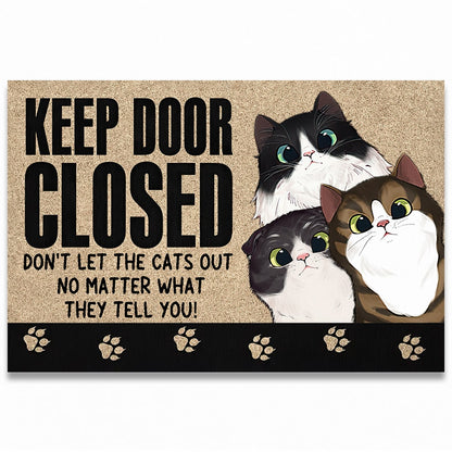 Keep Door Closed - Personalized Cat Doormat