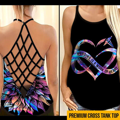 Nursing Is A Work Of Heart Cross Tank Top