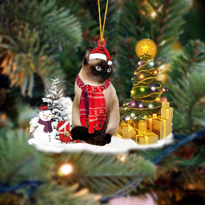 Siamese Cat Pine Tree - Cat Ornament (Printed On Both Sides) 1022