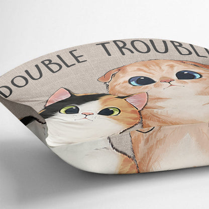 Double Trouble - Personalized Cat Throw Pillow