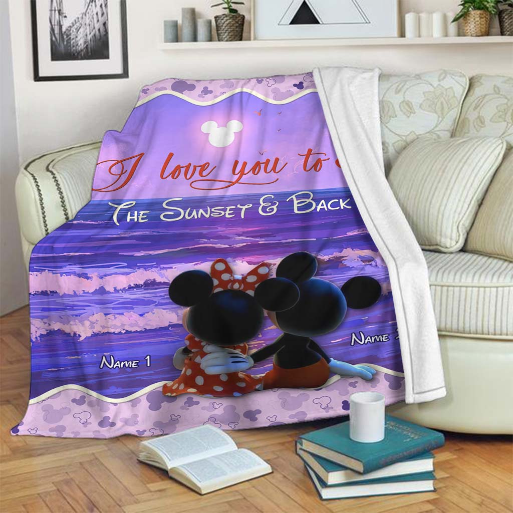 I Love You To The Sunset And Back - Personalized Couple Mouse Blanket