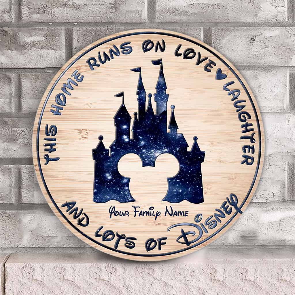 This Home Runs On - Personalized Mouse Round Wood Sign