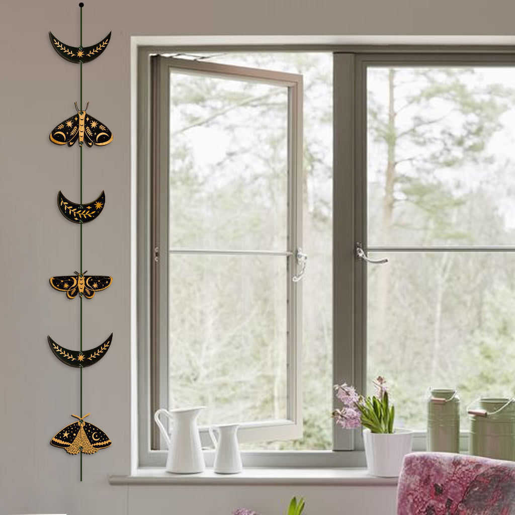 Moth And Moon Garland - Halloween Witch 6 Pieces Garland