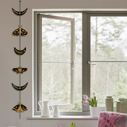 Moth And Moon Garland - Halloween Witch 6 Pieces Garland