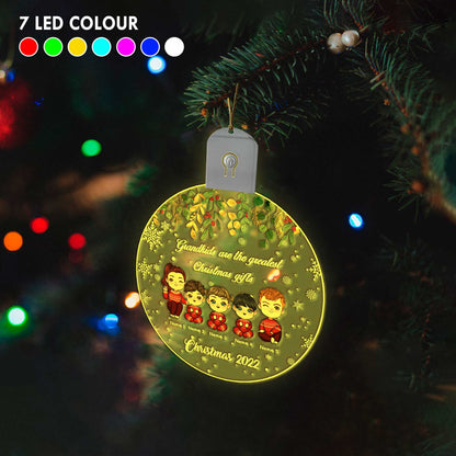 Grandkids Are The Greatest Christmas Gift - Personalized Grandma Round Led Acrylic Ornament