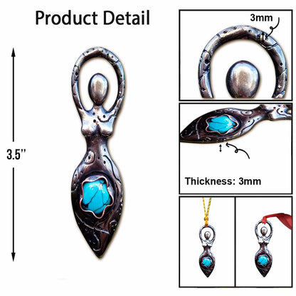 Earth Goddess Turquoise - Christmas Witch Ornament (Printed On Both Sides)