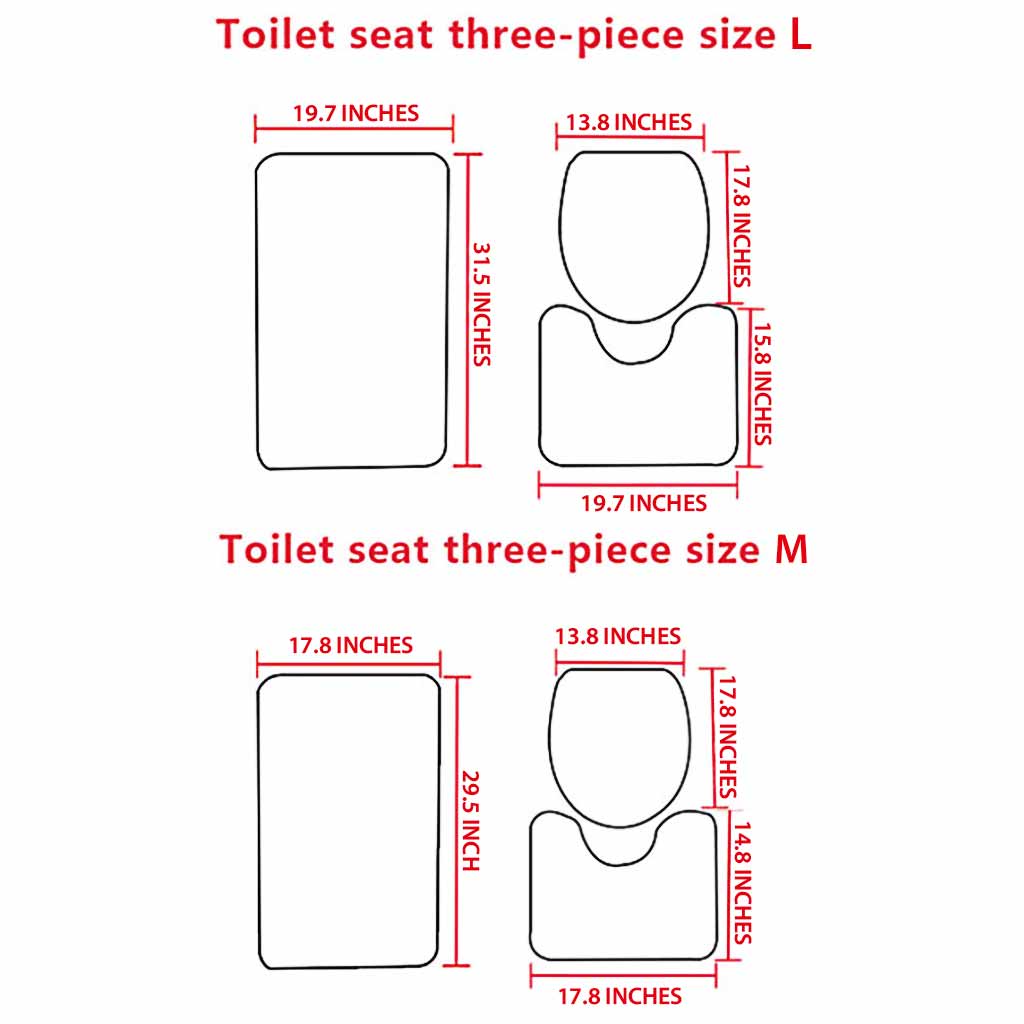 Witch Pentagram Roses - 3 Pieces Bathroom Mats Set